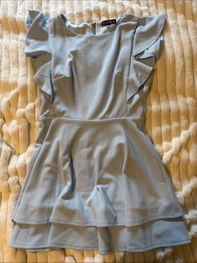 Powder Blue Ruffle Sleeve Skater Dress Size Large by Midnight Doll